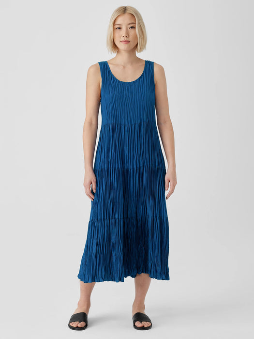 Crushed Silk Tiered Dress